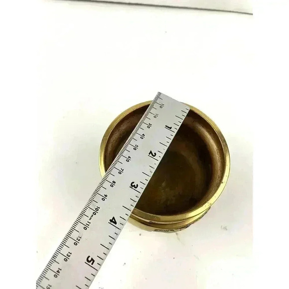 VTG Brass Chinese Dragon Bowl Small Pot Incense Etched Design 3.25" Tall - Picture 3 of 14